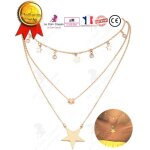 Lcc� collier 3 rangs femme argent etoile fantaisie pendentif fille cadeau bijoux cha�ne anniversaire ...