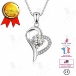 Lcc collier 925 plaqu argent pendentif coeur damour pendentif en forme de coeur pour femme collier ...