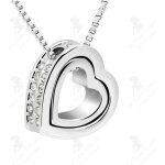 Lcc collier argent femmes filles - double coeur - bijoux fantaisie - cristal swarovski & diamants en ...
