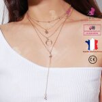Lcc� collier femme argent fantaisie or pendentif fille cadeau bijoux cha�ne double cou anniversaire collier ...