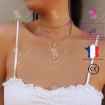 Lcc collier femme argent fantaisie pendentifs en forme de croix cadeau bijoux chane cou anniversaire ...