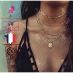 Lcc collier femme argent fantaisie pendentif sautoir de demi toile fille cadeau bijoux chane cou anniversai ...