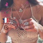 Lcc� collier femme argent fantaisie pendentifs vintage mode r�tro fille love cadeau bijoux cha�ne cou ...