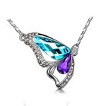 Lcc collier femme avec pendentif en forme de papillon et cristaux swarovski crystal plaqu rhodium bleu&viole ...