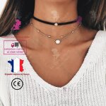 Lcc collier femme ras de cou argent fantaisie pendentif fille cadeau bijoux chane anniversaire sautoir ...