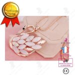 Lcc collier long / pendentif femme cygne plaqu or cristal opale swarovski chane dore diamant strass ...
