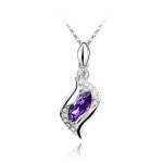 Lcc® collier / pendentif femme argent cristal swarovski plaqué or blanc - vague diamant strass - violet ... Lcc® collier / pendentif femme argent cristal swarovski plaqué or blanc - vague diamant strass - violet ...
