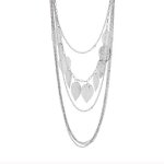 Collier / sautoir - lcc - fantaisie argent - 70. 5 cm - bijoux vintage - femme