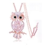 Lcclong collier / sautoir / femmes filles / pendentif chouette / hibou opale diamant strass / bijoux ...