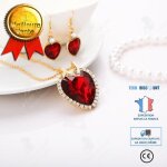 Lcc luxe coffret cadeau pour femme parure bijoux ajustable collier une paire de boucles d?oreilles - ...
