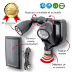 Lcc projecteur solaire 2 x 3 w ultra puissantes - 250 lumens - dtecteur de mouvements - noir