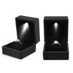 Lec bote  bijoux bote de rangement  anneau lumineux  led  la mode cadeau de vitrine de bijoux noir ...