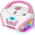 Lecteur cd enfant - tinygeeks - tunes - radio fm - piles incluses - lumires rgb