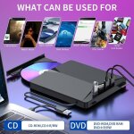 Lecteur dvd externe prumya - graveur de disque haute vitesse - usb 3. 0 - type - c - noir