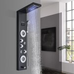 Led colonne de douche hydromassants noir avec 4 grandes buses massants douchette � main et douche
