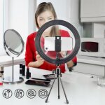 Led ring light 10 pouces avec tr�pied pour selfie / maquillage live stream et vid�o youtube � intensit� ...