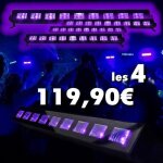 Pack de 4 barres led - uvbar lumi�re noire ibiza light dj soir�e fluo discoth�que uv 9 x 3w
