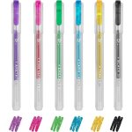 Legami - lot de 6 mini stylos gel paillettes - brillent comme un diamant - diam�tre pointe 1 mm - violet ...