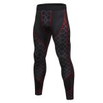 Legging de compression homme pour fitness musculation - gris / rouge