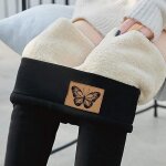 Legging femme l - noir - doubl en polaire - chaud pour lautomne et lhiver