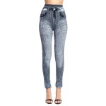 Legging jeans taille haute femme - gris