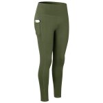 Legging de sport fitness femme - taille haute stretch avec poches - s�chage rapide - vert