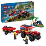 Lego 60412 city le camion de pompiers 4x4 et le canot de sauvetage jouet avec bateau remorque et minifigurine ...