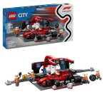 Lego city 60443 arrt au stand de f1 avec voiture ferrari - jouet pour garon ds 6 ans