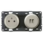 Legrand celiane bloc prise de courant avec terre affleurante et double prise usb  encastrer composable ...
