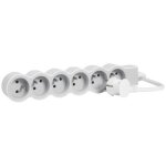 Legrand multiprise extra plate avec 6 prises 2p + t - cordon 3m - blanc et gris clair