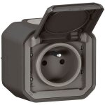 Legrand prise de courant avec terre �tanche avec volet plexo - 16a 250v - anthracite