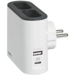 Legrand quadriplite corner 2 prises 2p 6a usb a + c - blanc et noir