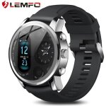Lemfo t3pro montre intelligente double fuseau horaire sport hommes �tanche fr�quence cardiaque bluetooth ...