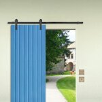 Lemonbest 2m kit de rail porte coulissante hardware ensemble industriel pour porte suspendue en bois ...