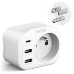 Adaptateur prise france vers prise usa / canada / mexique - lencent - 1ac + 3usb - 3750w
