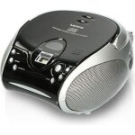 Lenco scd - 24 boombox stro portable avec lecteur cd programmable et radio fm noir