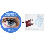 Lentilles de contact de couleur caribbean bleu 3tons + avizor solution multifonctions 10ml + kit de rangement ...