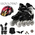 Leoclotho - roller inline dbutant souple led illumine - rglable du 32 au 37 - enfants adulte casques ...
