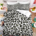 Lopard noir blanc gris parure de lit 3 pieces 1 housse de couette 150 * 200cm et 2 taies doreillers ...