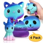 Letouch 4 pcs desire deluxe squishy kawaii squishies pack - soft geant galaxy animal anti stress jouets ...