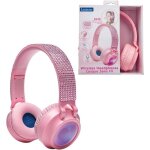 Lexibook - casque lumineux pliable bluetooth� et filaire avec un design 3d strass roses avec limitation ...
