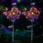 Lampe de jardin solaire - leytn - papillon - tanche ip65 - nergie solaire - multicolore