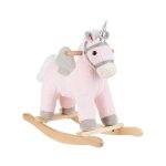 Licorne � bascule en peluche kikkaboo - rose - selle adapt�e aux enfants - sons de chevaux