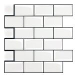 Carrelage adhsif - liliin - 10x dalles - 30x30cm - blanc - tanche - intrieur
