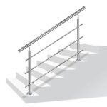Liliin 200cm rampe descalier en acier inoxydable pour escaliers pour intérieur et extérieur avec 2 poteaux ... Liliin 200cm rampe descalier en acier inoxydable pour escaliers pour intérieur et extérieur avec 2 poteaux ...