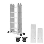 Liliin 6 en 1 multifonction Échelle en aluminium 4 x 3 marches avec 2 roues et plateforme charge maximale ... Liliin 6 en 1 multifonction Échelle en aluminium 4 x 3 marches avec 2 roues et plateforme charge maximale ...