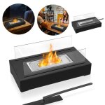 Liliin chemine thanol de table 39x22x11 cm en acier inoxydable 2 panneaux en verre - pole biothanol ...