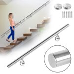 Main courante en acier inoxydable liliin - 42x160cm - support mural pour escalier intrieur et extrieur ...