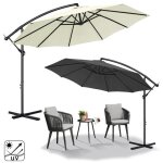 Liliin parasol d�port� en alu � 300 cm manivelle ajustable uv 40 + hydrofuge 8 baleines - gris fonc�