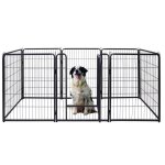 Liliin parc pour chiots parc pour chiens avec 1 porte 8 pices 65x80cm noir grille mtallique cage intrieure ...
